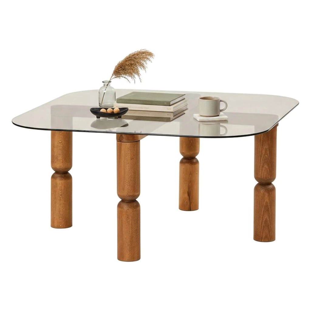 Gran, Tavolino da Salotto Effetto Fume, 80x80x40h cm Marrone Noce