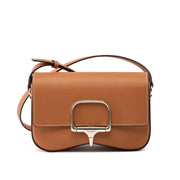 Borsa a tracolla Della da donna in vera pelle, marrone.