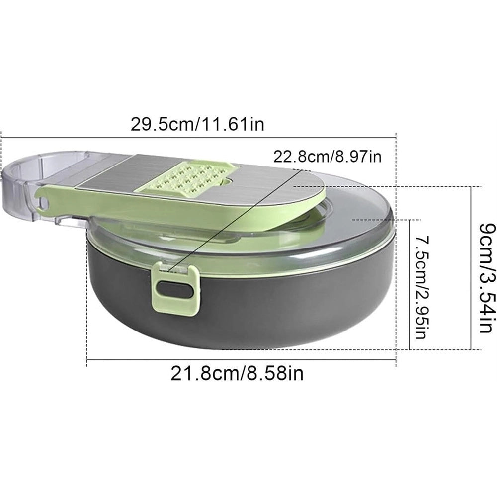 Trade Shop - Affettatrice 9in1 Tritatutto Portatile In Acciaio Con Cestello Scolapiatti Multifunzionale -