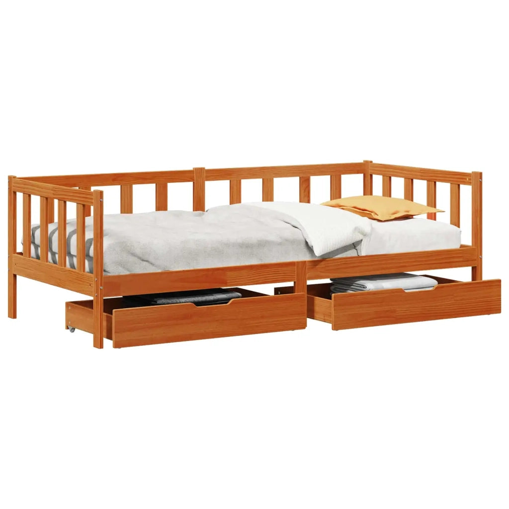 Daybed con cassetto 3 pcs Marrone cerato Legno di Pino Massello 3422777