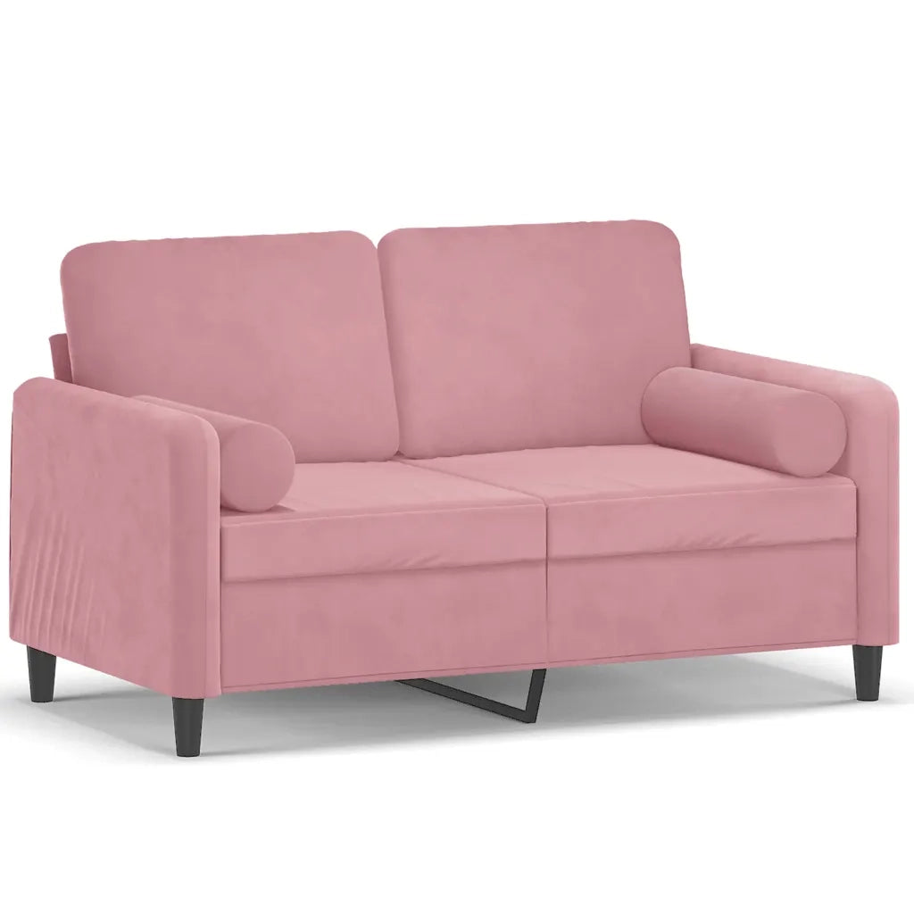 Divano a 2 Posti con Cuscini-Sofa 2 Posti con Cuscini Rosa 120 cm in Velluto 289202