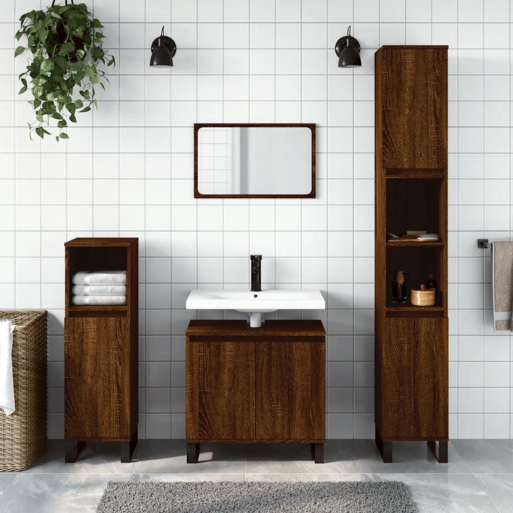 Armadietto Bagno | Armadio da bagno Rovere Marrone 58x33x60cm in Legno Multistrato