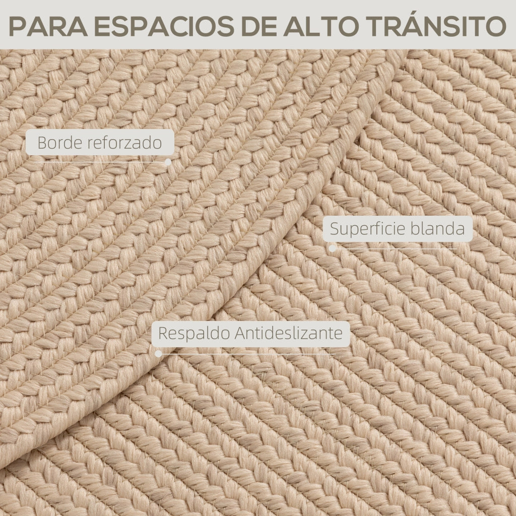 Tappeto Soggiorno 170x120 cm Lavabile Tessuto a Mano Stile Rustico ¨C Xylo ¨C Beige