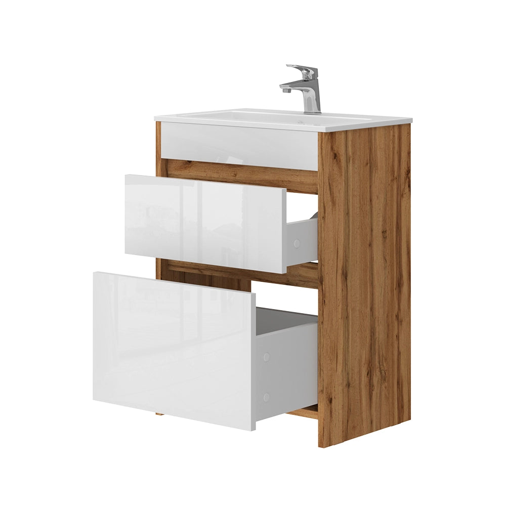 Vicco Set di mobili da bagno Quercia dorata 2 parti, base 60 cm