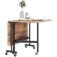 Tavolo da cucina pieghevole tavolo da pranzo pieghevole con 2 abbattibili 6 ruote per 4-6 persone 120 x 80 x 73 cm, marrone rustico