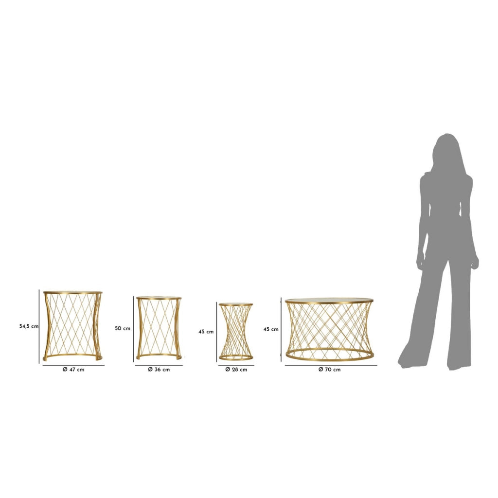 Tavolino VKH567, Oro, Metallo, 70x70x45 cm