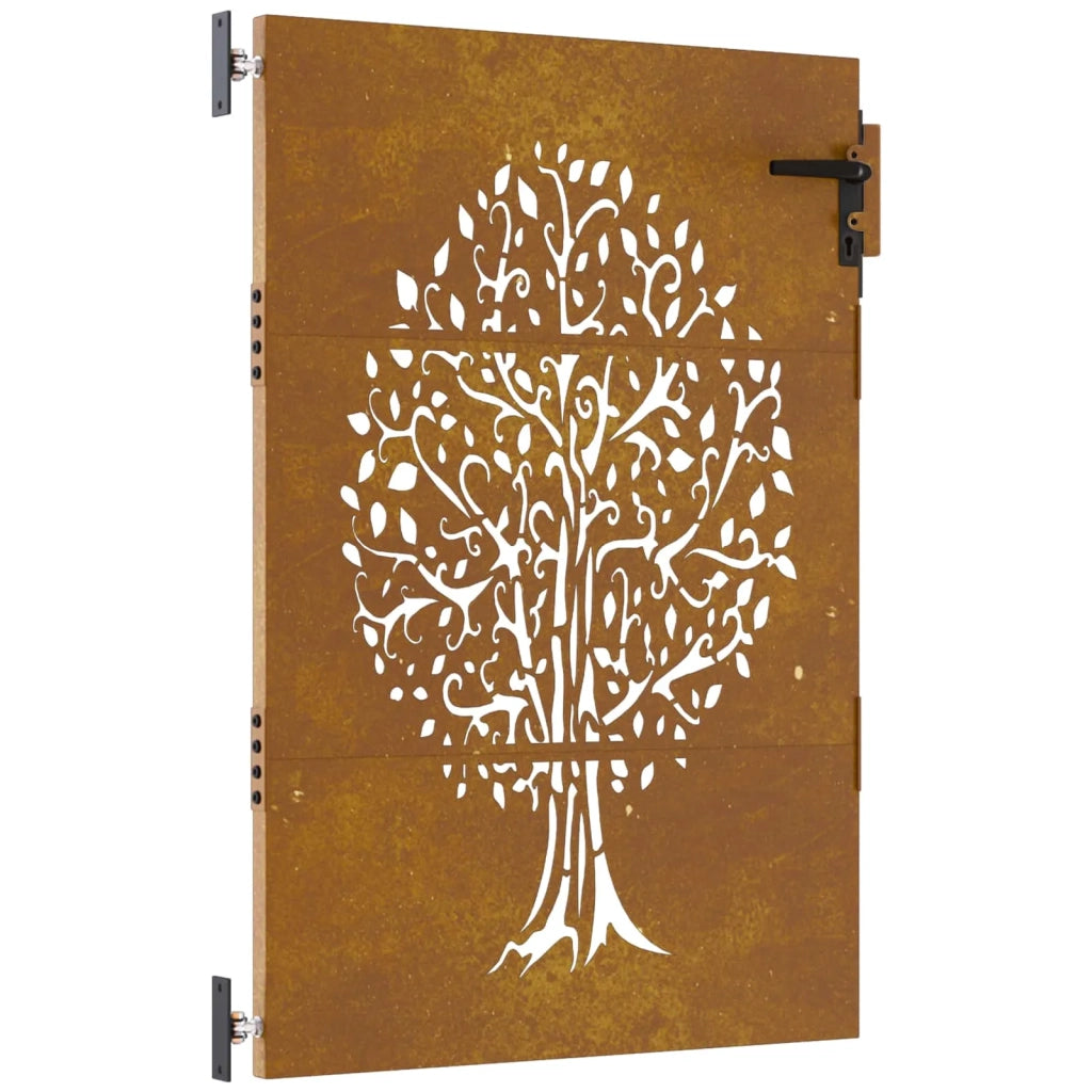 Cancello da giardino 85x150 cm in acciaio Corten con design ad albero 153211