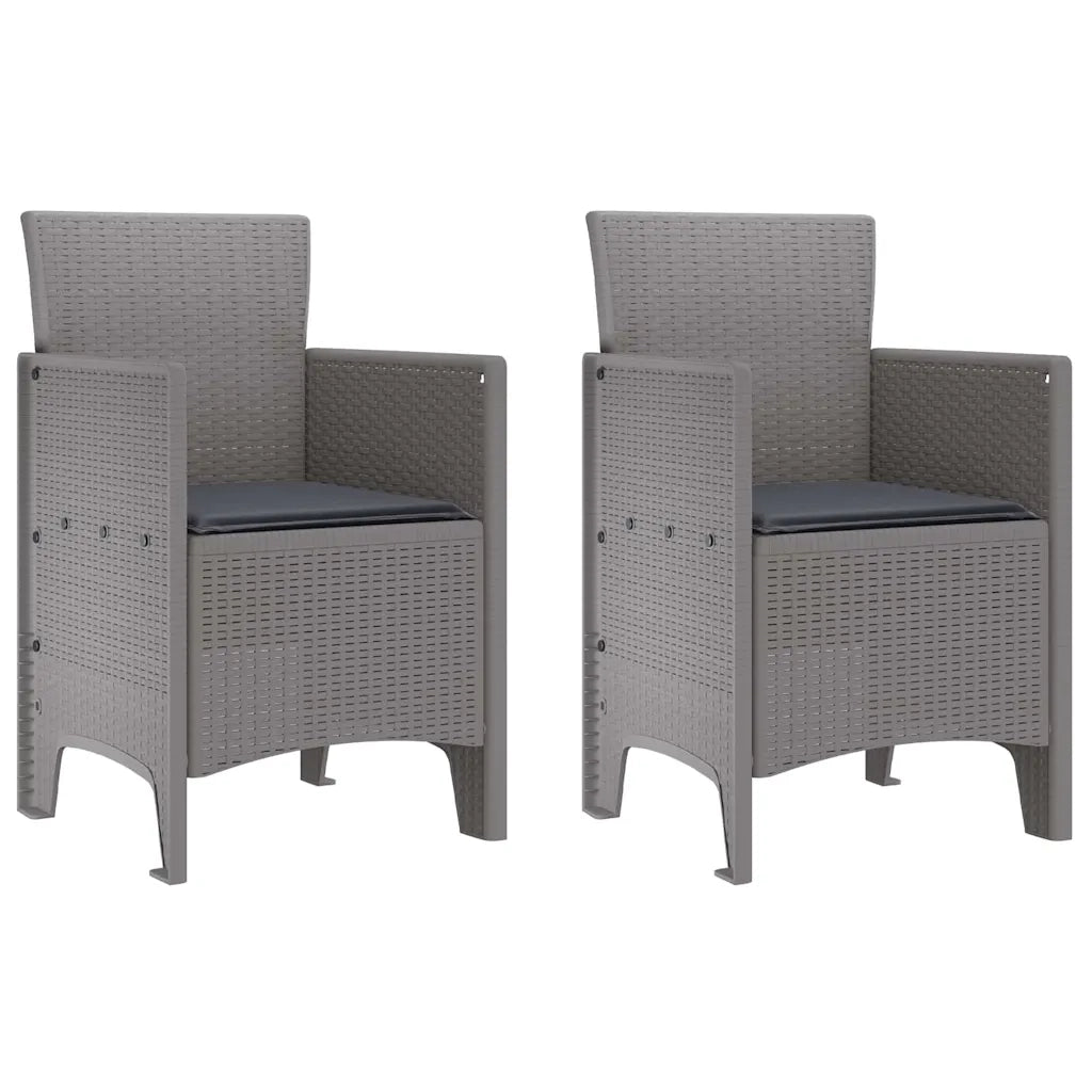 Set da Pranzo per Giardino 3 pcs Grigio chiaro Polipropilene