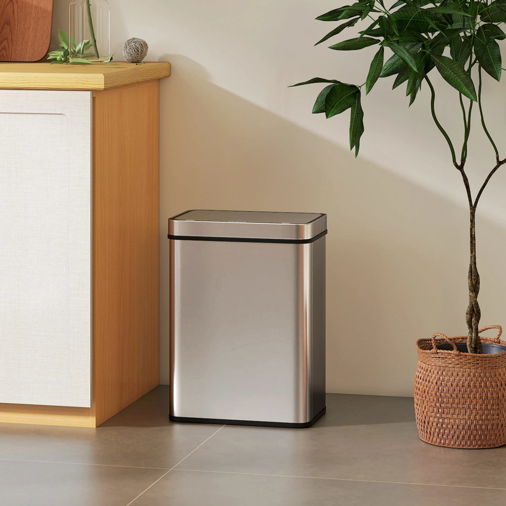 Cestino Sensore 50 L, Coperchio Automatico ¨C zephmum ¨C Acciaio Inossidabile, Argento