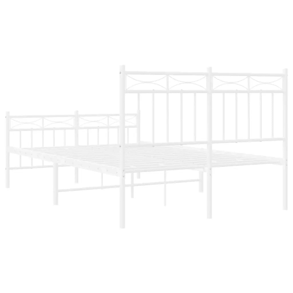 Giroletto con Testiera e Pediera Metallo Bianco 120x190 cm 373755