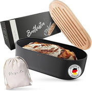 Tromba per pane Cucina Confezione per pane duratura con trattamento speciale Grande tromba per pane con coperchio in bambù piatto per tagliare Confezione per pane duratura inclusa con sacchetto per pane