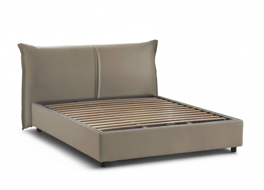 Letto Matrimoniale Alabaster, Letto Matrimoniale Sfoderabile Made in Italy, Grigio Tortora\