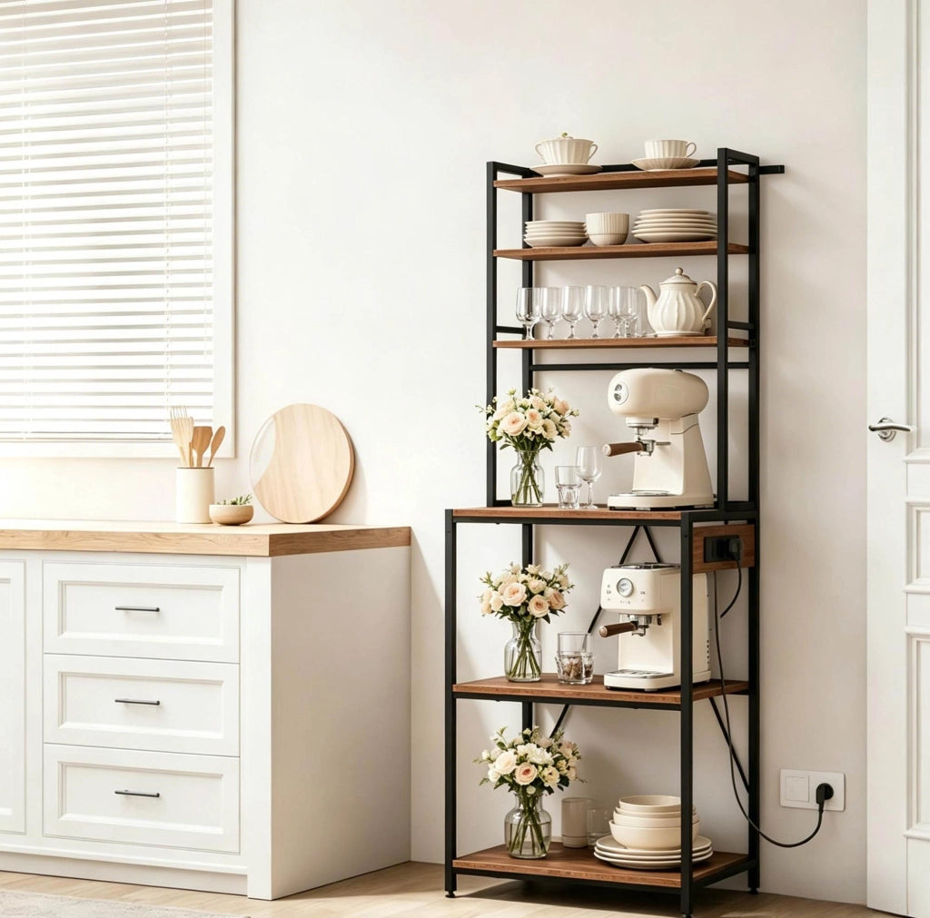 Scaffale cucina con prese elettriche e 6 ripiani
