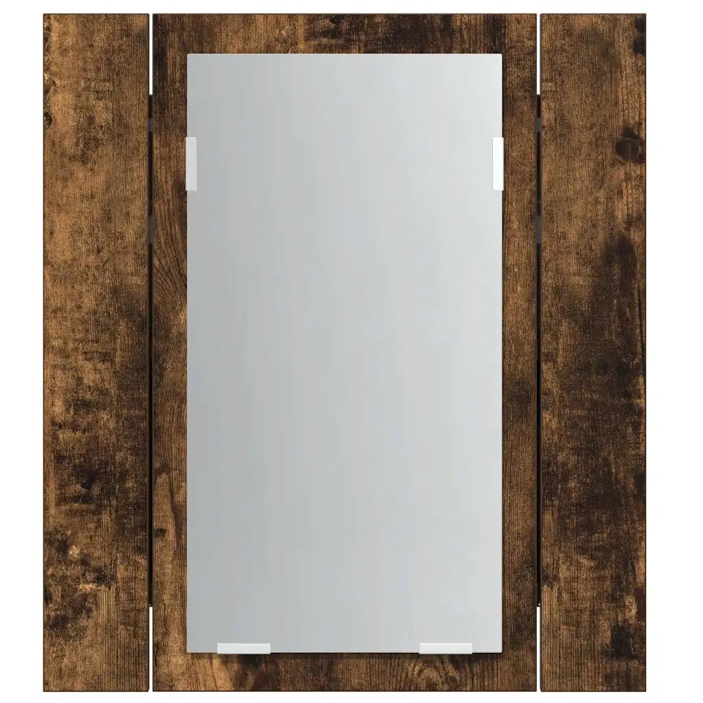 Mobile Bagno Specchio LED Rovere Fumo 40x12x45cm Multistrato 822833