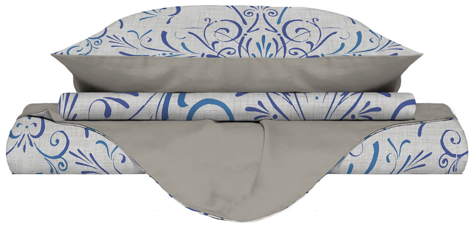 Copripiumino Matrimoniale con Stampa sul Sacco e Federe Doubleface Ornato Tex