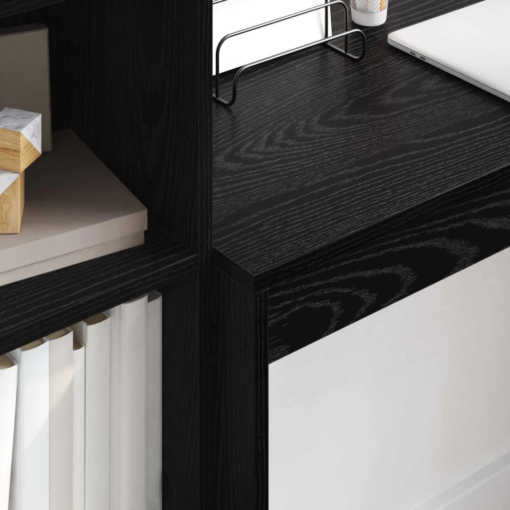 Scrivania con cassetto con lo scaffale 2 pcs Rovere Nero 3337330