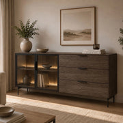 Madia Hara, Credenza 3 Cassetti, 181x39x83h cm Marrone Noce