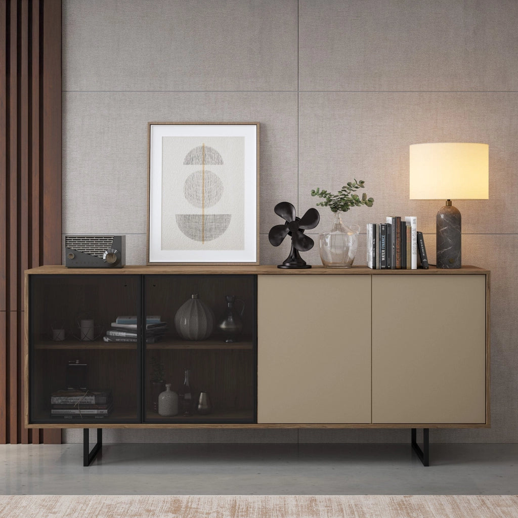 Madia Malnate, Credenza 3 Ripiani, 200x40x87h cm Beige
