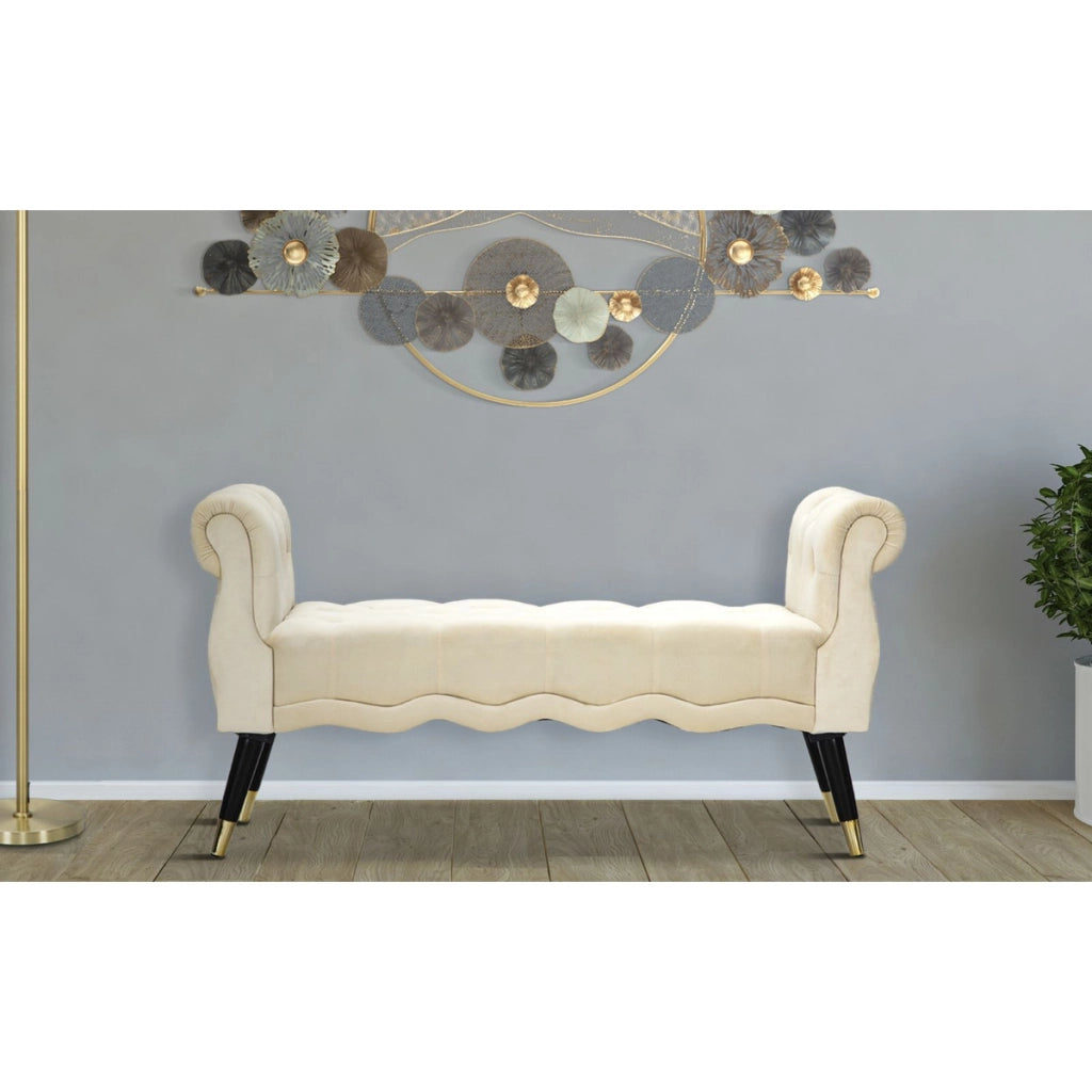 Panca VKH297, Beige, Legno, 120x40x60 cm