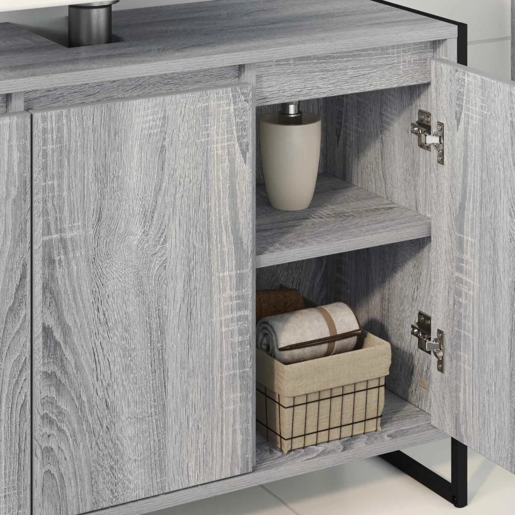 Mobile da Bagno Grigio Sonoma 90 x 30 x 60 cm Legno multistrato