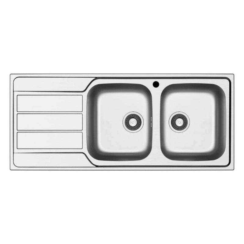 Lavello incasso Tirreno116 con 2 vasche destre e gocciolatoio sinistro inox
