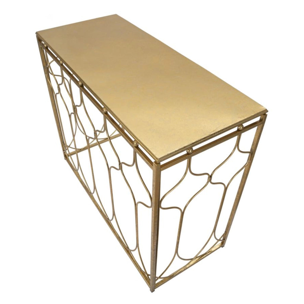 Tavolo Consolle VKH613, Oro, Metallo, 96,5x41x78 cm