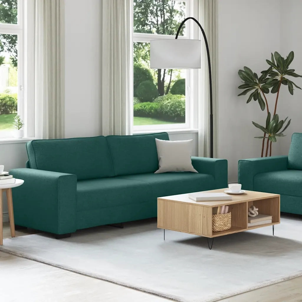 Set di Divani 2 pz con Cuscini Verde scuro in Tessuto