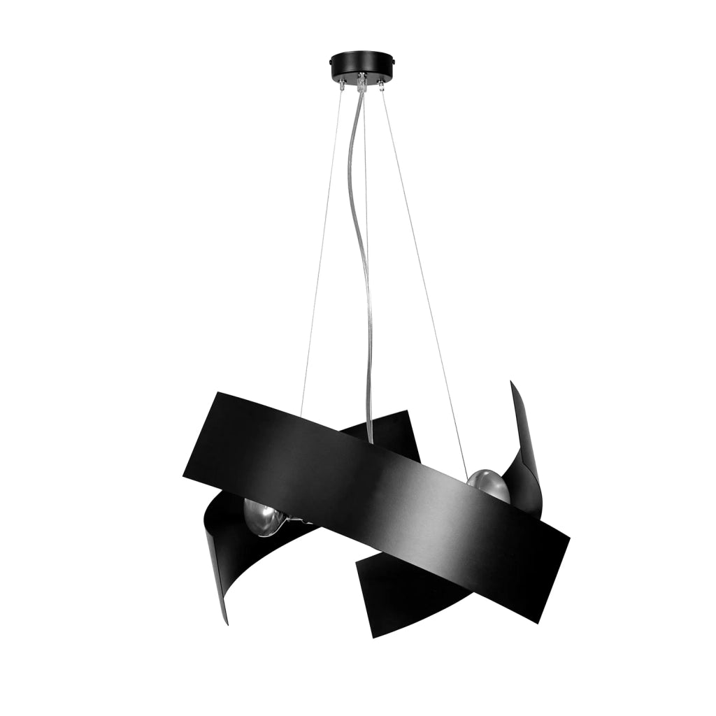 Sospensione Moderna 1 Luce Izanagi In Fasce Di Acciaio Nero
