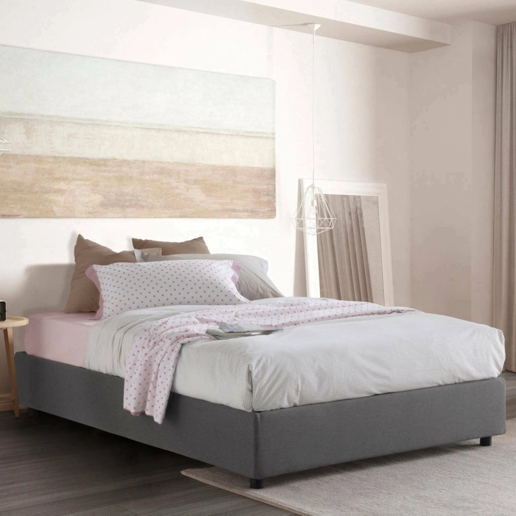 Letto Matrimoniale Alessander, Letto Matrimoniale Materasso Incluso Made in Italy, Grigio