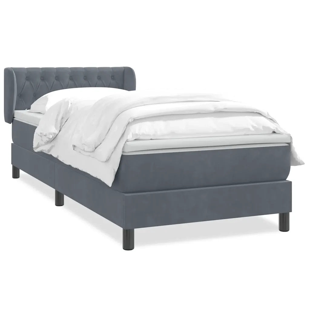 Giroletto a Molle con Materasso Grigio Scuro 80x220 cm Velluto 3317800