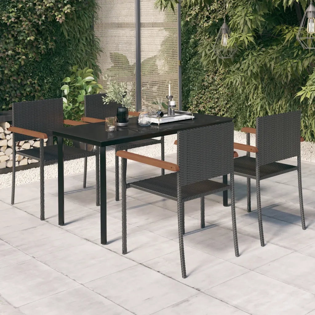 Set Mobili da Pranzo per Giardino 5 pz Nero cod mxl 35634