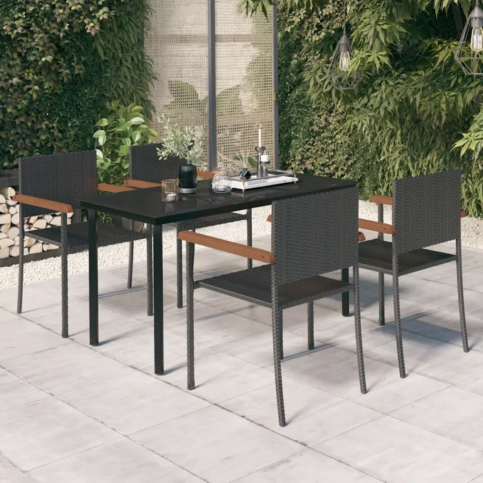 Set Mobili da Pranzo per Giardino 5 pz Nero cod mxl 35634