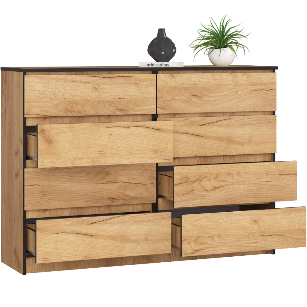 Cassettiera AKORD K140 Quercia Craft 138 cm 8 cassetti 138x40x99 cm