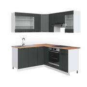 Cucina angolare completa Fame-Line Antracite rustico/Bianco 190 x 60 cm, PL Rovere Vicco