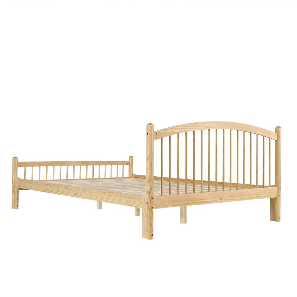 Letto singolo in legno massello 140x200 cm con testiera a griglia