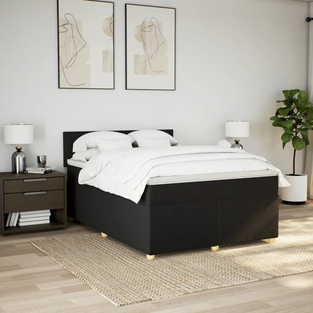 Giroletto a Molle con Materasso Nero 140x200 cm in Tessuto 3288998