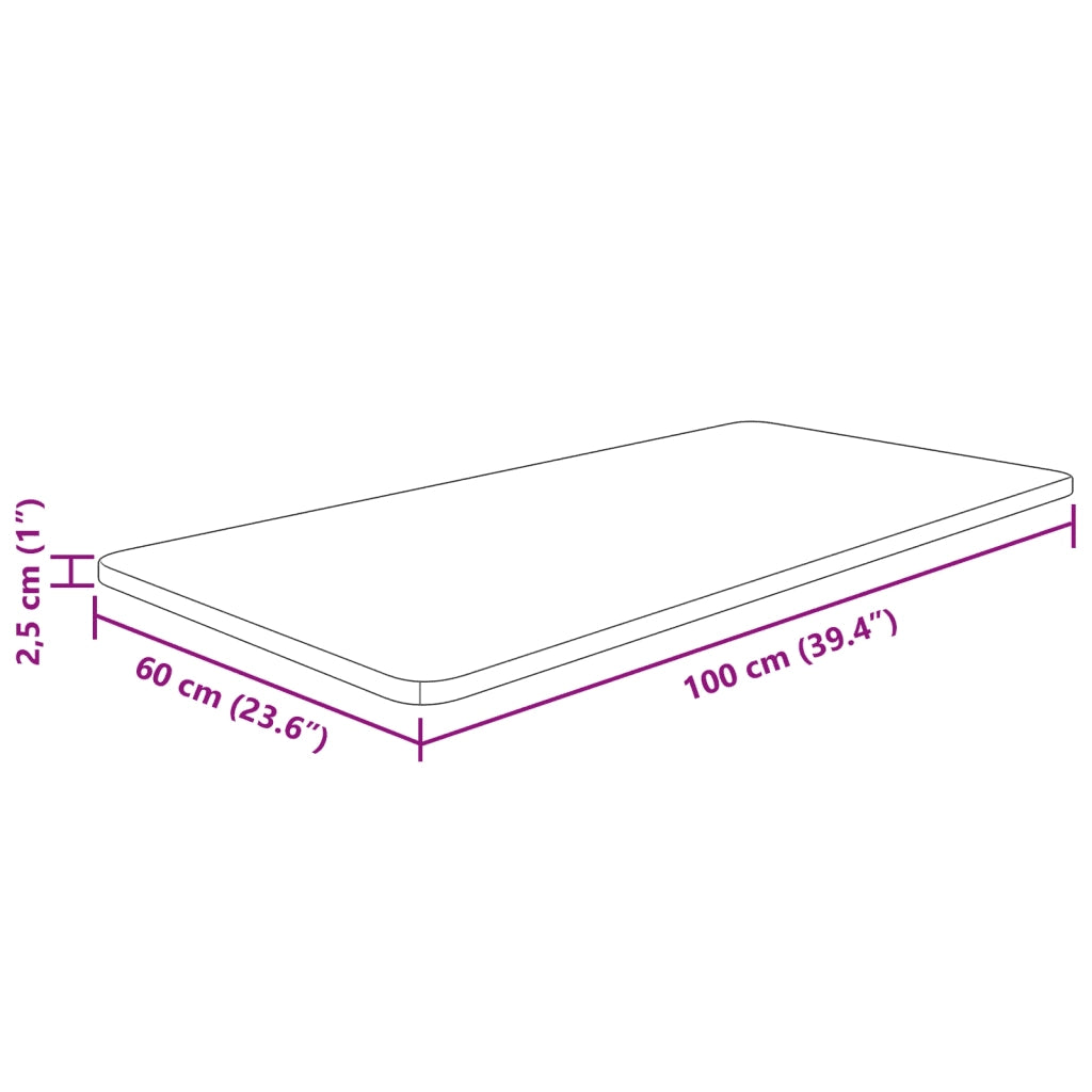 Piano Bagno 100x60x2,5 cm in Legno Massello Non Trattato 342941