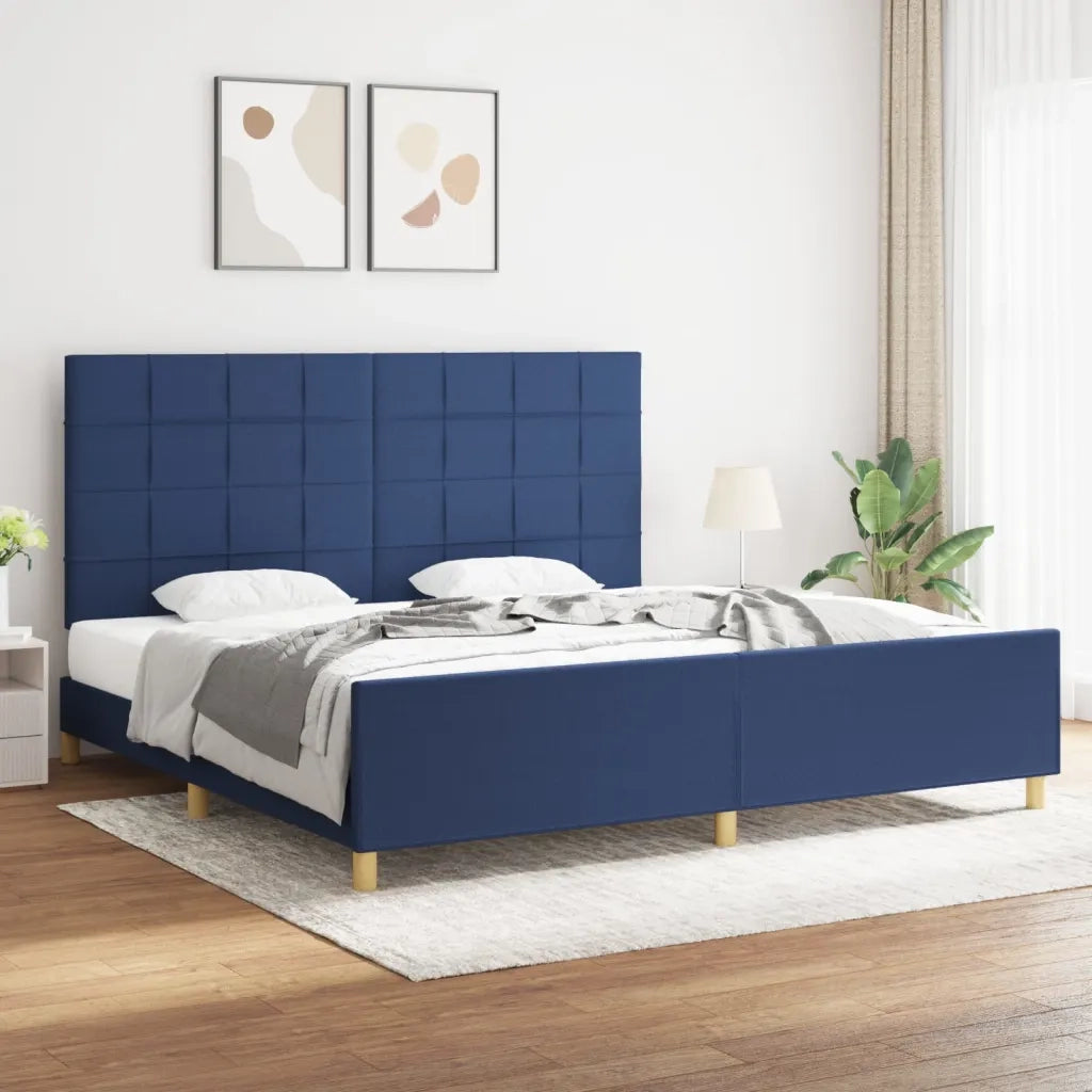 Giroletto senza Materasso-Struttura Letto Blu 200x200 cm in Tessuto 779940