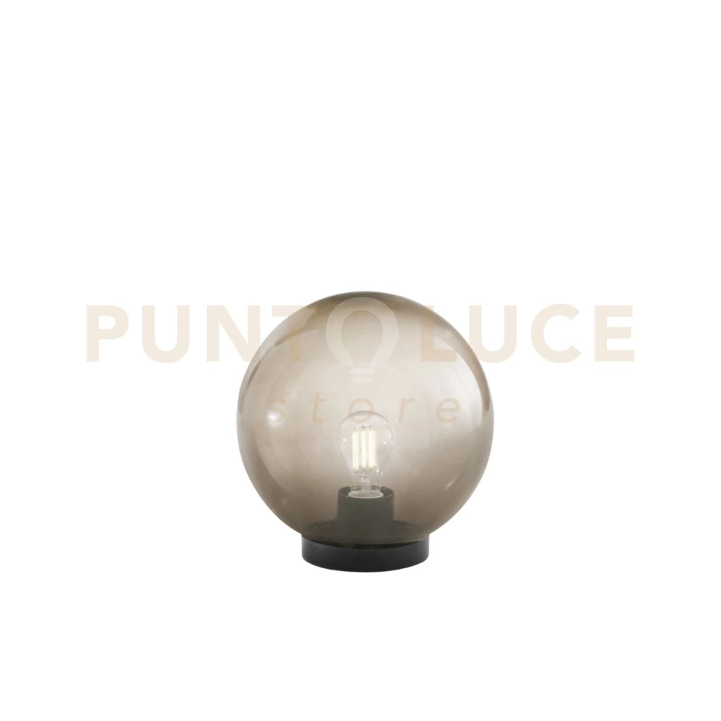 LUMETTO POLLY SFERA GRIGIO MONTATURA NERA 1 LUCE ATTACCO E27 IP44 20x21CM