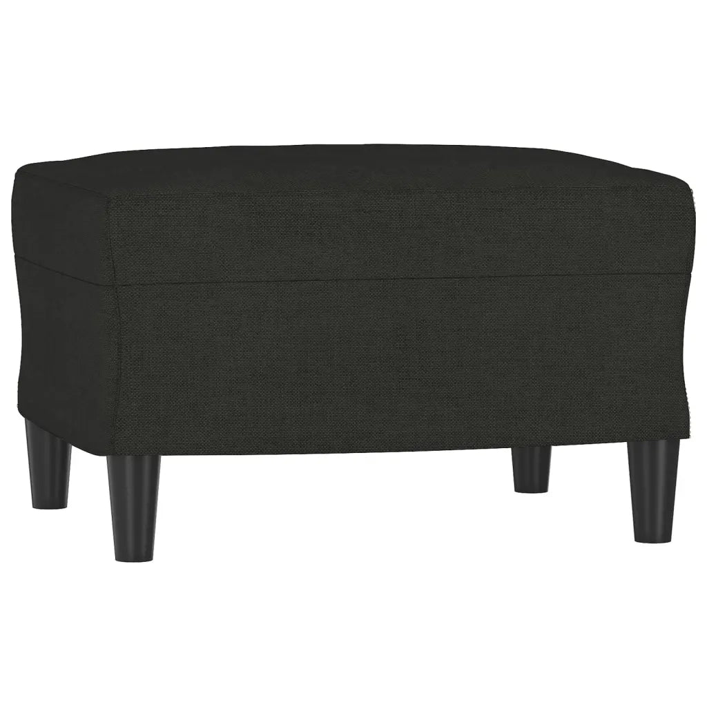 Divano a 3 Posti con Poggiapiedi Nero 180 cm in Tessuto 3201139