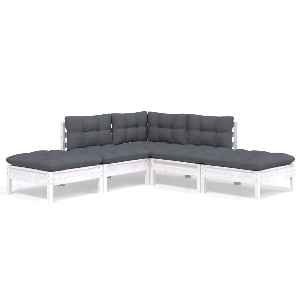 Set Divani da Giardino 5 pz con Cuscini Legno Massello di Pino cod mxl 44401