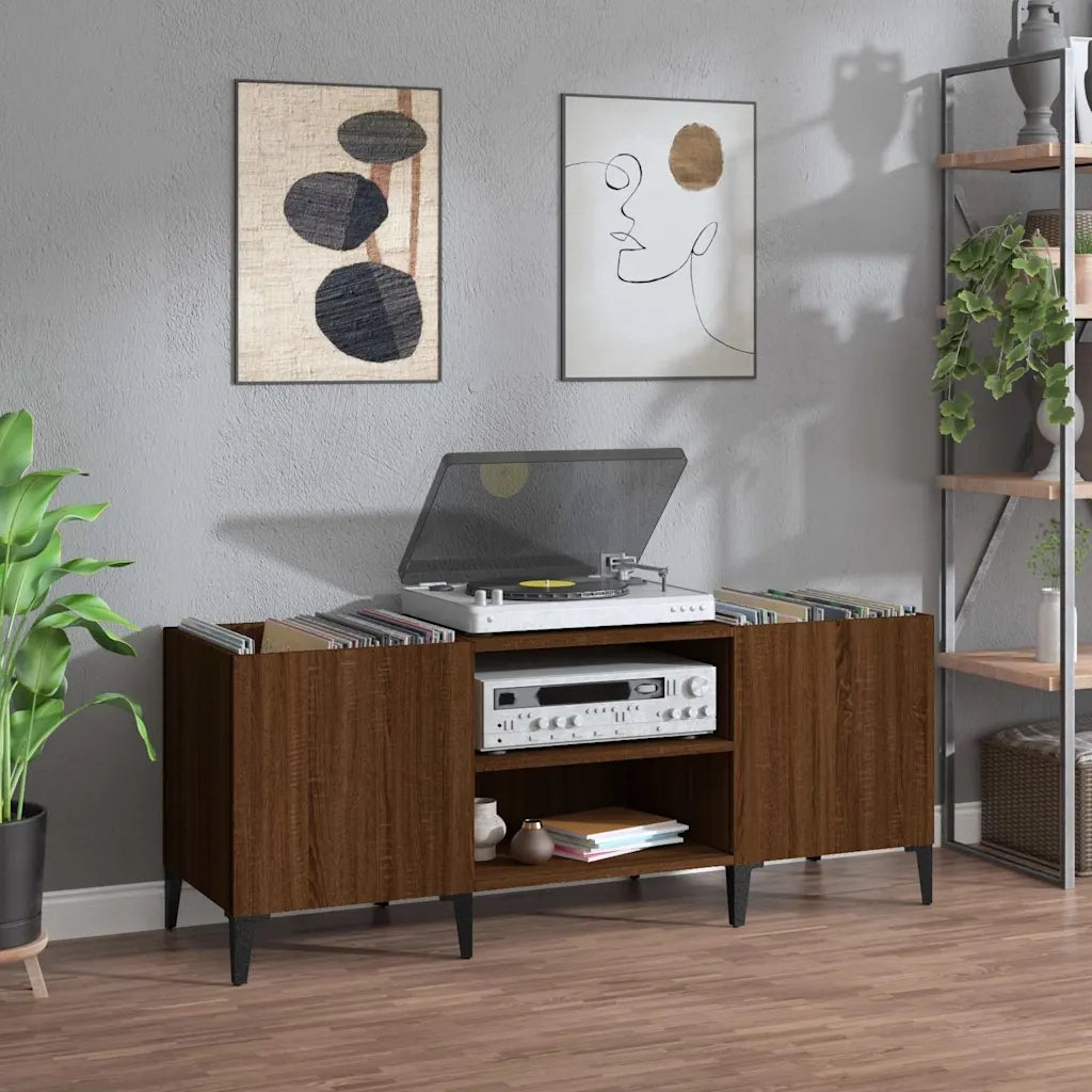 Mobile Porta Dischi Rovere Marrone 121x38x48 Legno Multistrato 831940