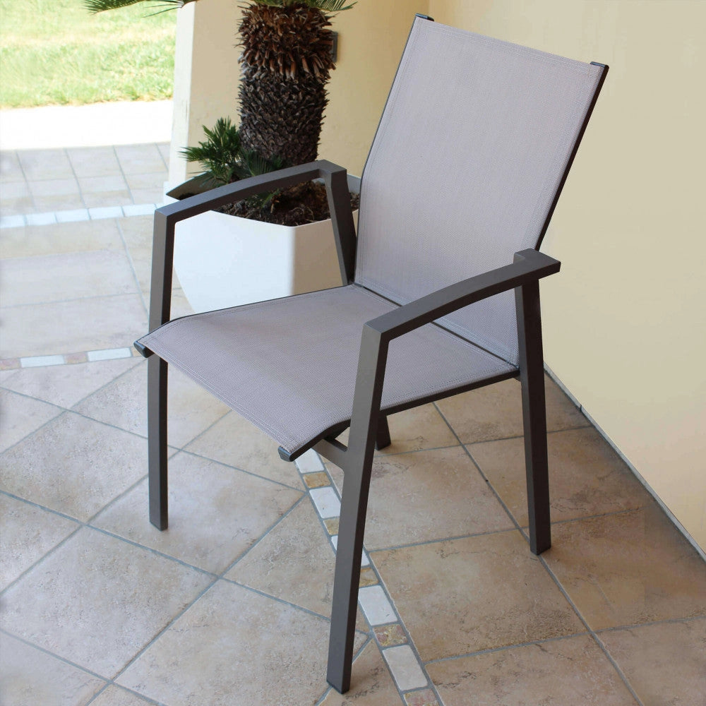Poltrona Maili Impilabile 57x61x89 h cm in Alluminio Taupe