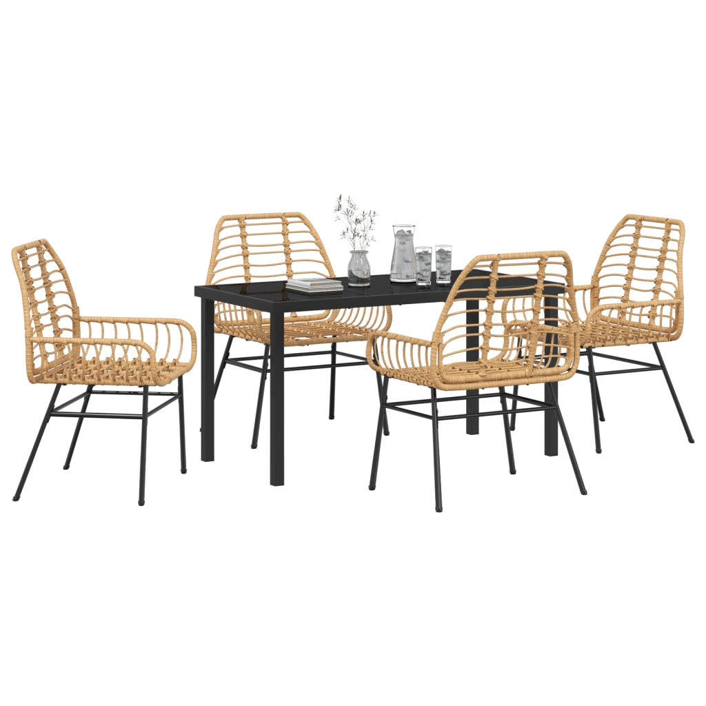 Set da Pranzo da Giardino 5 Pezzi Marrone Polyrattan
