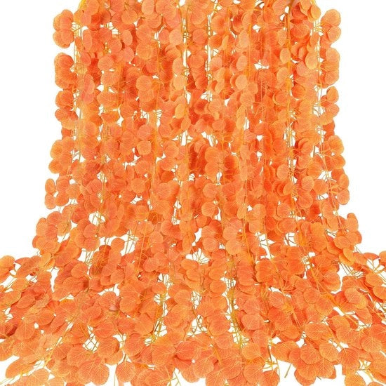 Collezione di 30 corone artificiali di eucalipto autunnale, 210 cm, nastri di velluto per decorazione di pareti e muri interni ed esterni, decorazione per mura da festa, decorazione per la cucina e balconi.