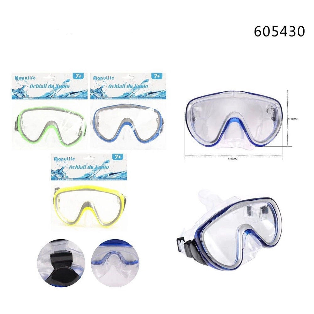 Trade Shop - Maschera Mare Nuoto Piscina Estate Sport Immersioni 160x100mm Vari Colori 605430 -