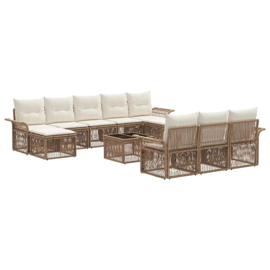 Set Divano da Giardino 11 pcs Beige polyrattan