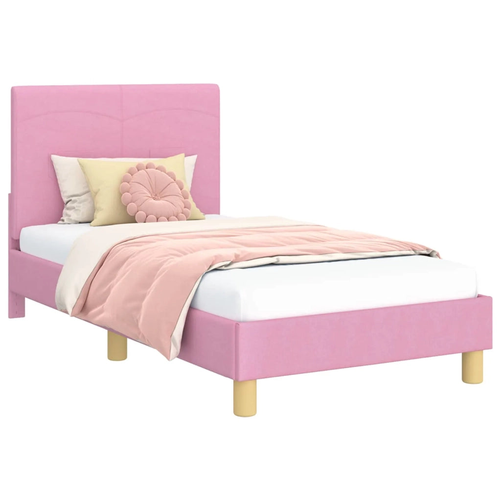 Struttura letto Bambini | Letto Infantile | Lettino con testata Rosa 80 x 160 cm Tessuto