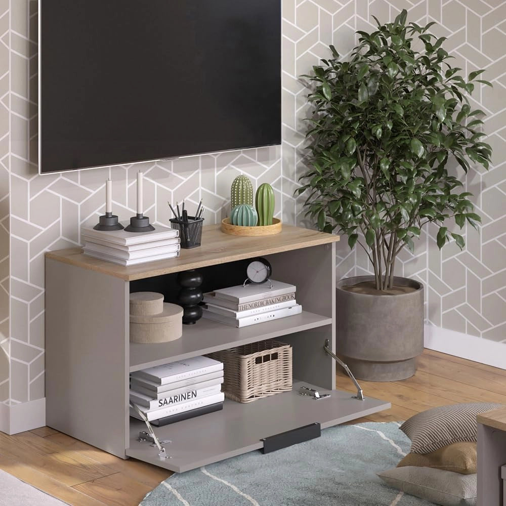 Credenza Wido, Grigio, 80 x 50 cm con 1 scomparto chiuso, adatto per la conservazione di oggetti domestici
