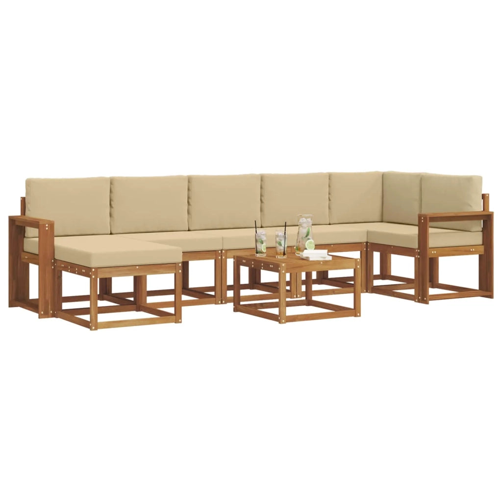 Set di divani da esterno con cuscino 8 pcs Naturale e Beige
